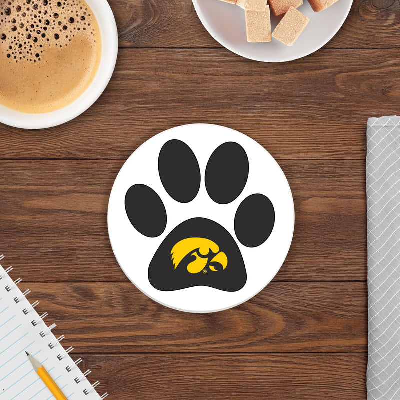 Load image into Gallery viewer, Fan Creations NCAA - University of Iowa 4 in Round Dog Paw Coaster
