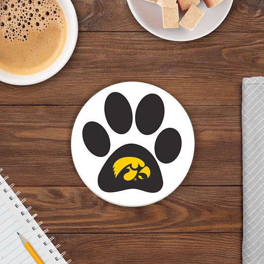 Fan Creations NCAA - University of Iowa 4 in Round Dog Paw Coaster