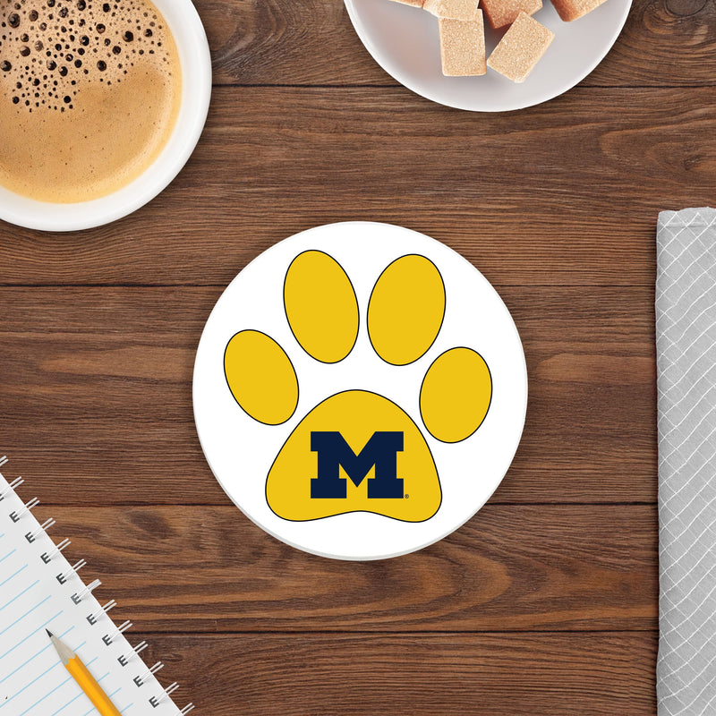 Load image into Gallery viewer, Fan Creations NCAA - University of Michigan 4 in Round Dog Paw Coaster
