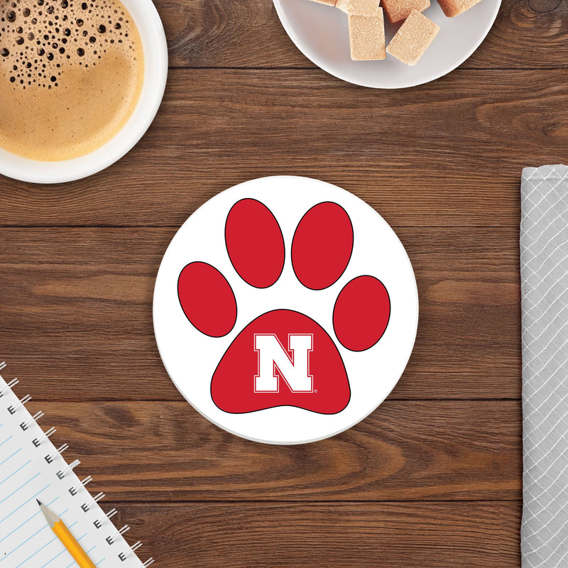 Load image into Gallery viewer, Fan Creations NCAA - University of Nebraska 4 in Round Dog Paw Coaster
