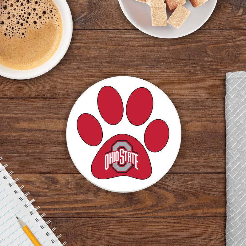 Load image into Gallery viewer, Fan Creations NCAA - Ohio State University 4 in Round Dog Paw Coaster
