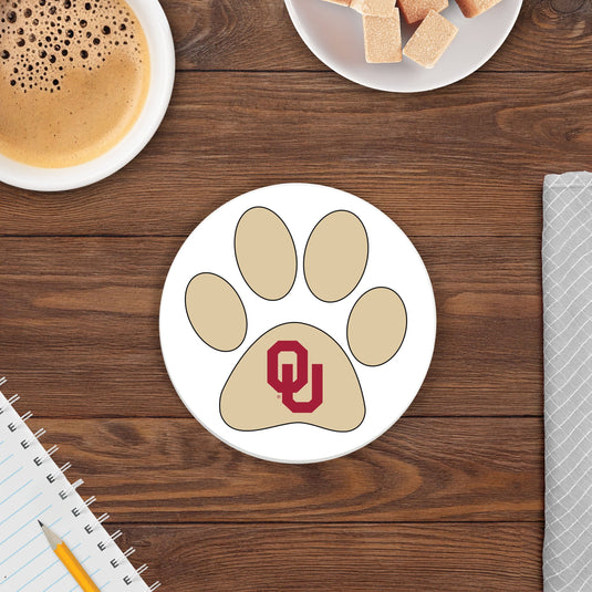 Fan Creations NCAA - University of Oklahoma 4 in Round Dog Paw Coaster