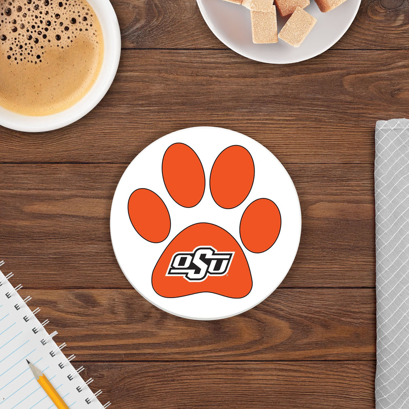 Load image into Gallery viewer, Fan Creations NCAA - Oklahoma State University 4 in Round Dog Paw Coaster
