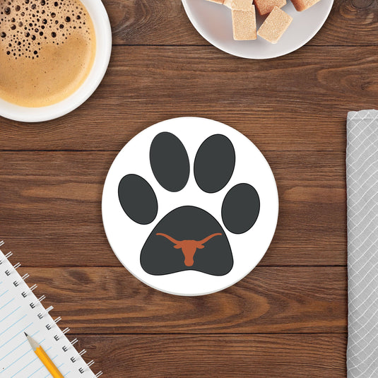 Fan Creations NCAA - University of Texas 4 in Round Dog Paw Coaster
