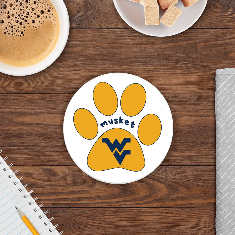 Load image into Gallery viewer, Fan Creations NCAA - West Virginia University 4 in Round Dog Paw Coaster
