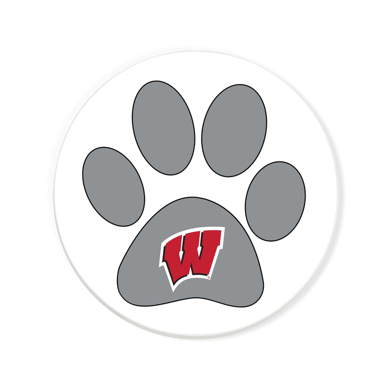 Load image into Gallery viewer, Fan Creations NCAA - University of Wisconsin 4 in Round Dog Paw Coaster
