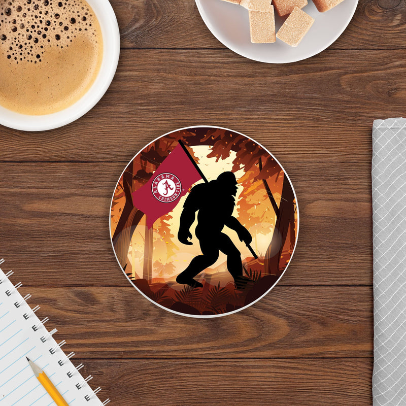 Load image into Gallery viewer, Fan Creations University of Alabama -  4 inch Ceramic Big Foot Flag Car Coaster
