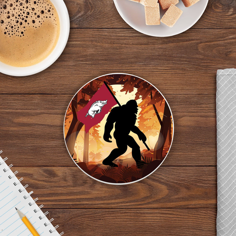 Load image into Gallery viewer, Fan Creations University of Arkansas -  4 inch Ceramic Big Foot Flag Car Coaster
