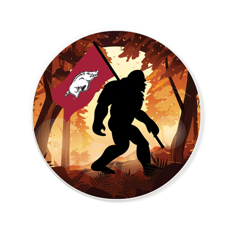 Load image into Gallery viewer, Fan Creations University of Arkansas -  4 inch Ceramic Big Foot Flag Car Coaster
