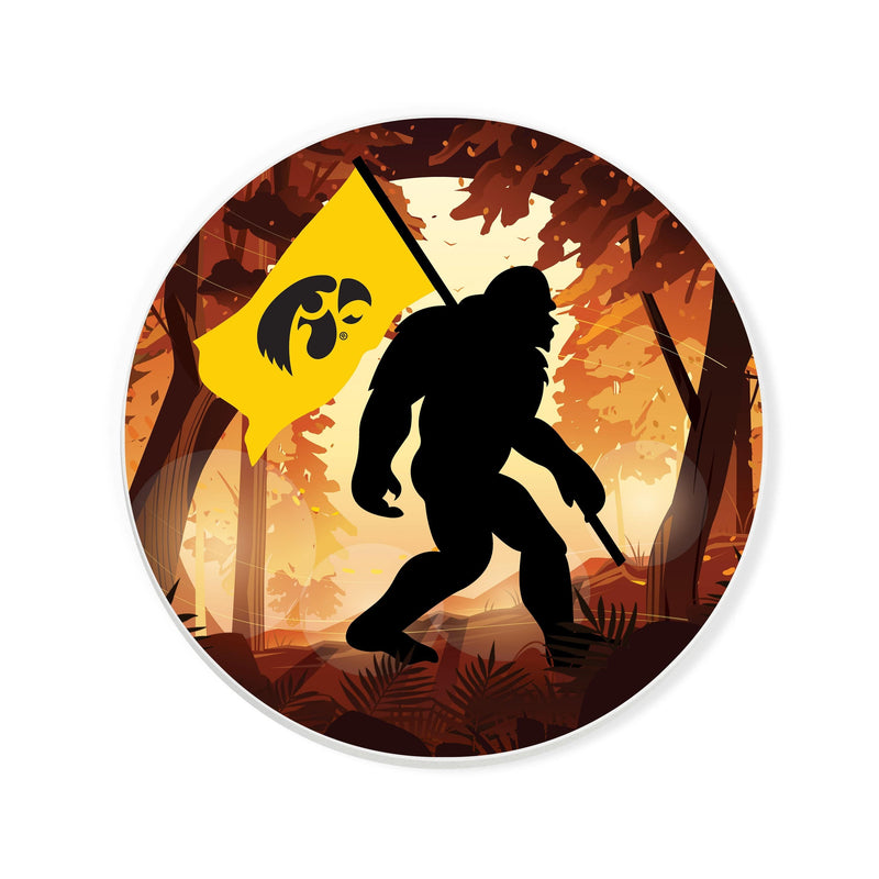Load image into Gallery viewer, Fan Creations University of Iowa -  4 inch Ceramic Big Foot Flag Car Coaster

