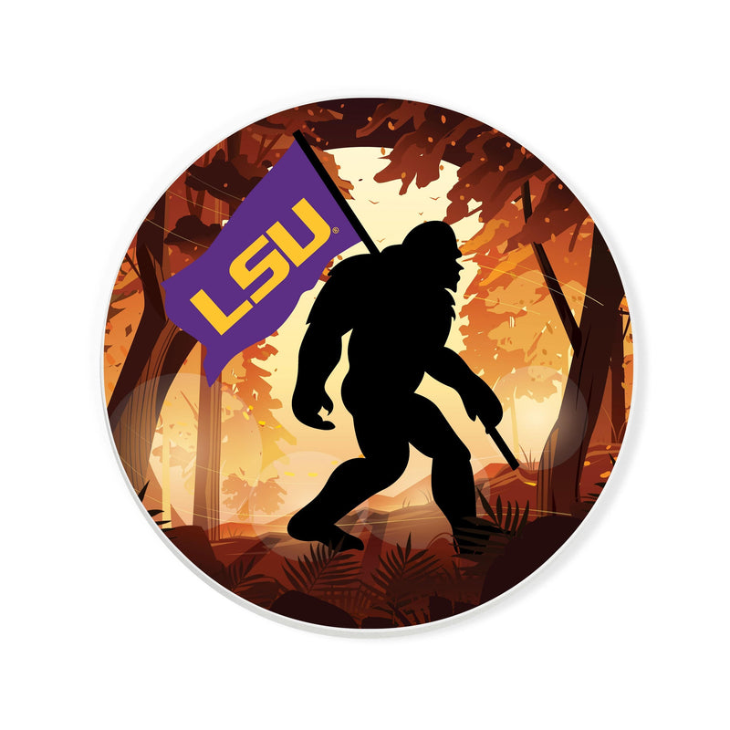 Load image into Gallery viewer, Fan Creations LSU  -  4 inch Ceramic Big Foot Flag Car Coaster

