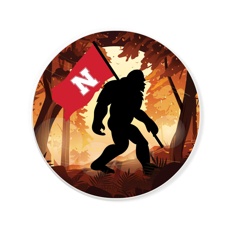 Load image into Gallery viewer, Fan Creations University of Nebraska  -  4 inch Ceramic Big Foot Flag Car Coaster

