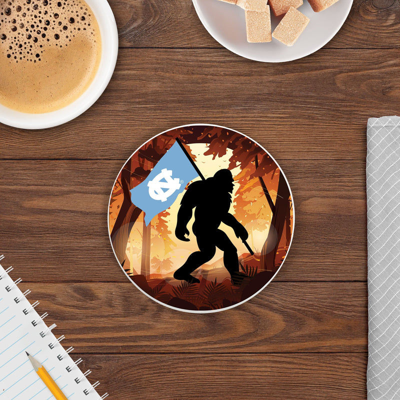 Load image into Gallery viewer, Fan Creations University of North Carolina at Chapel Hill -  4 inch Ceramic Big Foot Flag Car Coaster
