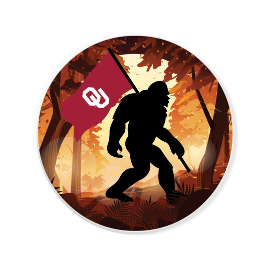 Fan Creations University of Oklahoma -  4 inch Ceramic Big Foot Flag Car Coaster
