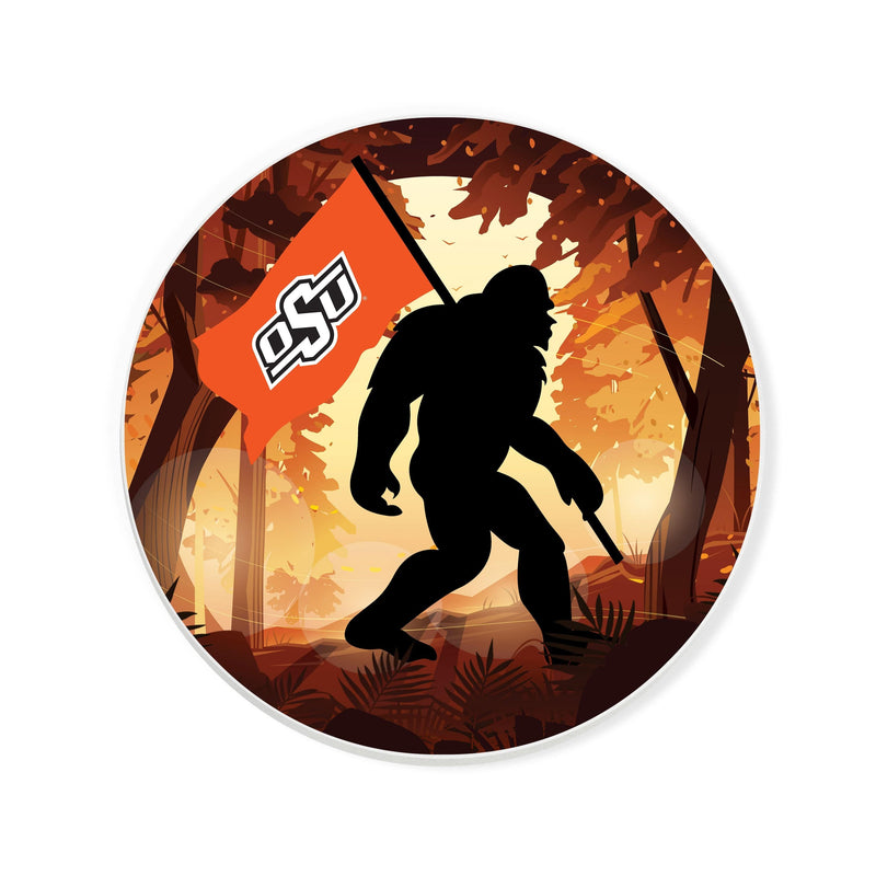 Load image into Gallery viewer, Fan Creations Oklahoma State University -  4 inch Ceramic Big Foot Flag Car Coaster
