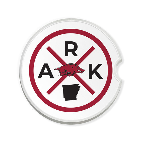 Fan Creations NCAA University of Arkansas-Ceramic Car Coaster – Railroad Crossing Sign Design - 2 pack