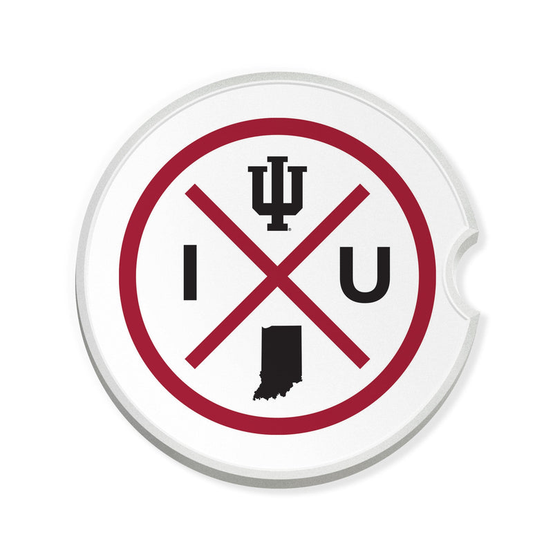 Load image into Gallery viewer, Fan Creations NCAA Indiana University-Ceramic Car Coaster – Railroad Crossing Sign Design - 2 pack
