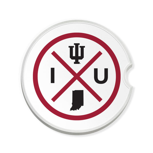 Fan Creations NCAA Indiana University-Ceramic Car Coaster – Railroad Crossing Sign Design - 2 pack