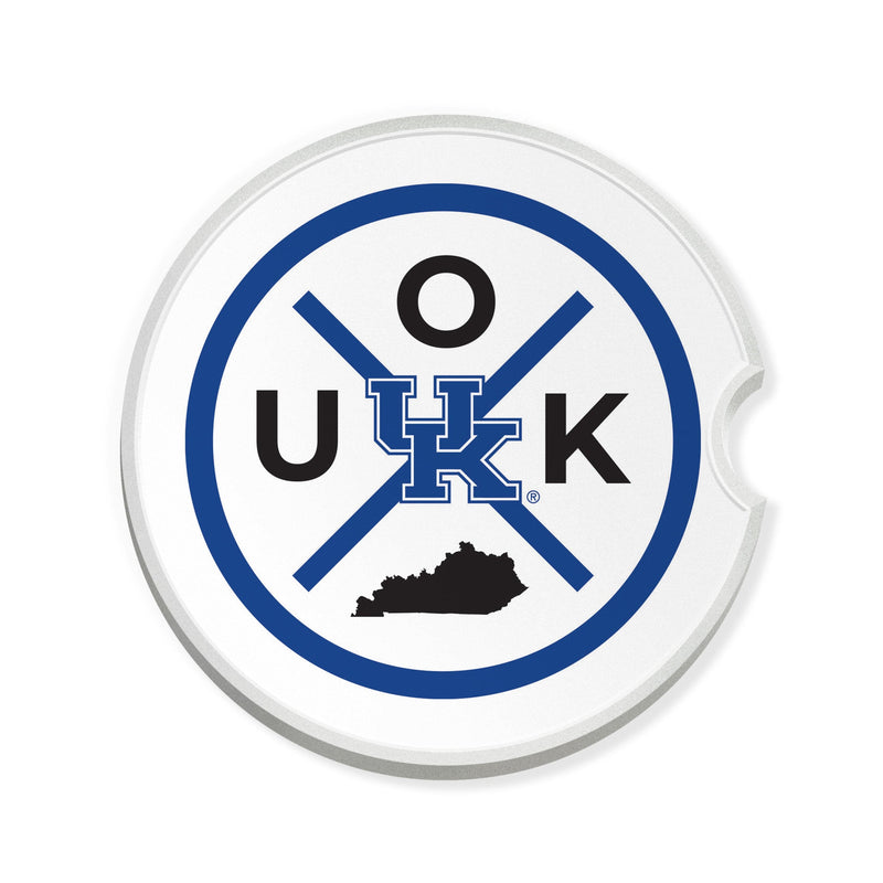 Load image into Gallery viewer, Fan Creations NCAA University of Kentucky-Ceramic Car Coaster – Railroad Crossing Sign Design - 2 pack
