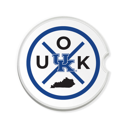 Fan Creations NCAA University of Kentucky-Ceramic Car Coaster – Railroad Crossing Sign Design - 2 pack
