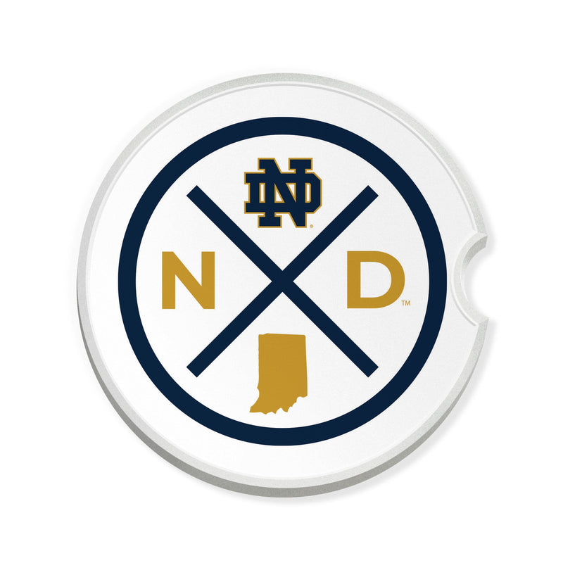 Load image into Gallery viewer, Fan Creations NCAA University of Notre Dame-Ceramic Car Coaster – Railroad Crossing Sign Design - 2 pack
