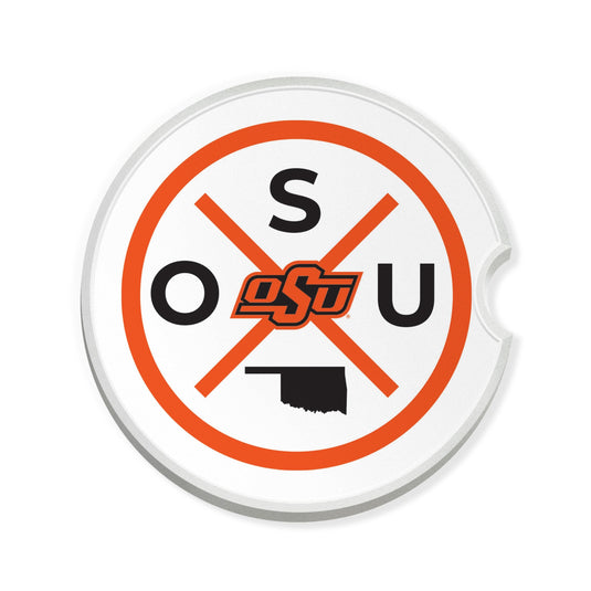 Fan Creations NCAA Oklahoma State University-Ceramic Car Coaster – Railroad Crossing Sign Design - 2 pack