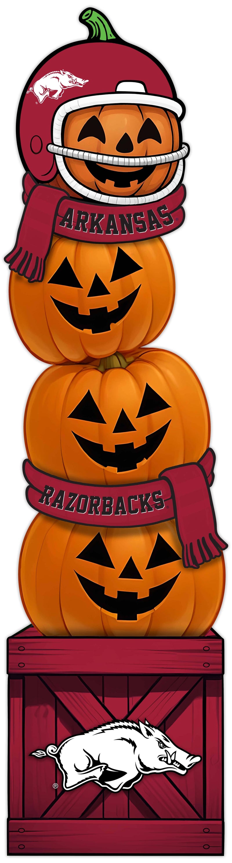 Load image into Gallery viewer, Fan Creations 46 inch NCAA University of Arkansas Stacked Pumpkin Leaner - Scarf
