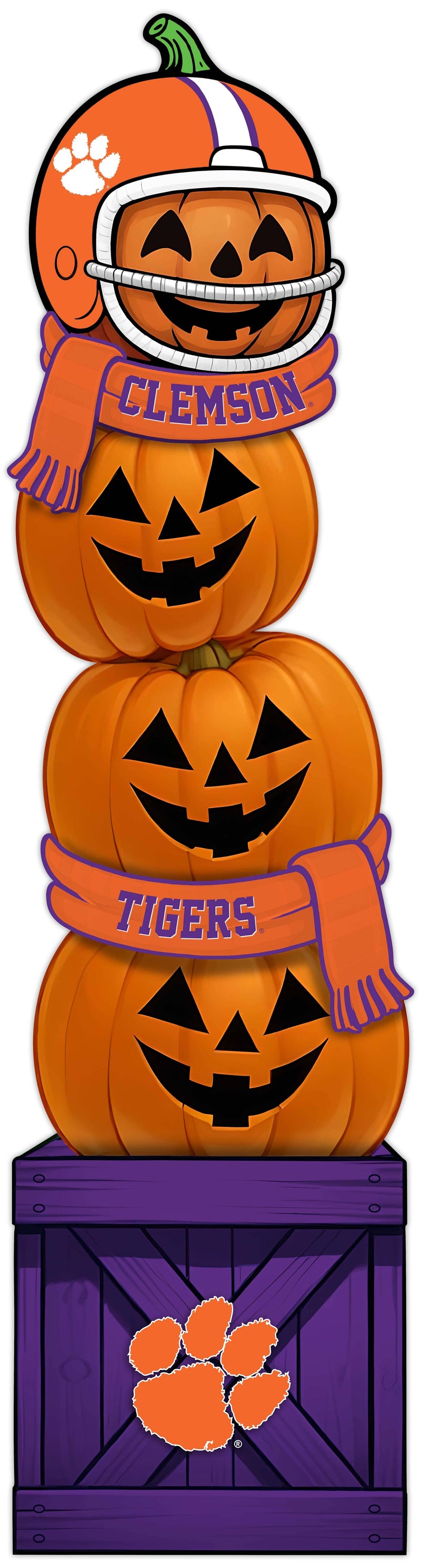 Load image into Gallery viewer, Fan Creations 46 inch NCAA Clemson University Stacked Pumpkin Leaner - Scarf

