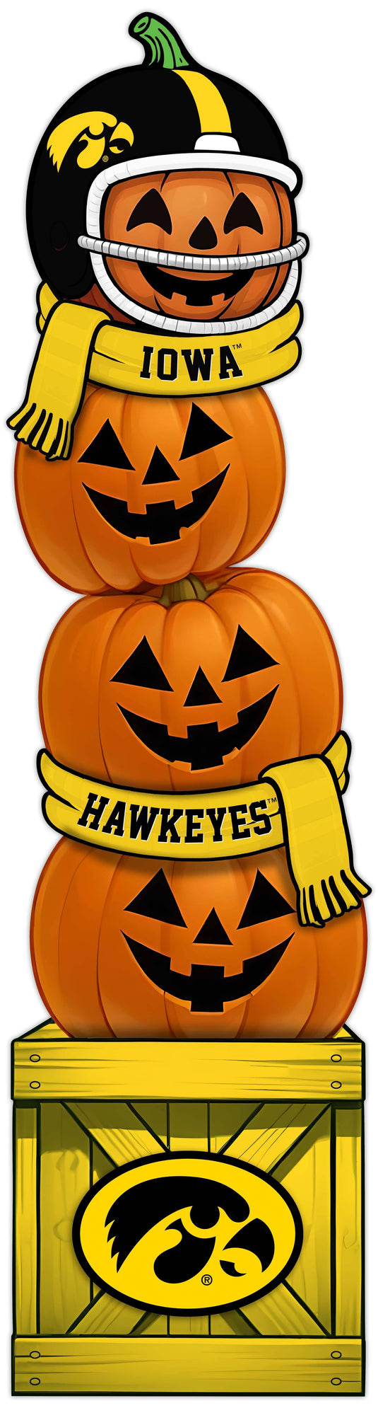 Fan Creations 46 inch NCAA University of Iowa Stacked Pumpkin Leaner - Scarf