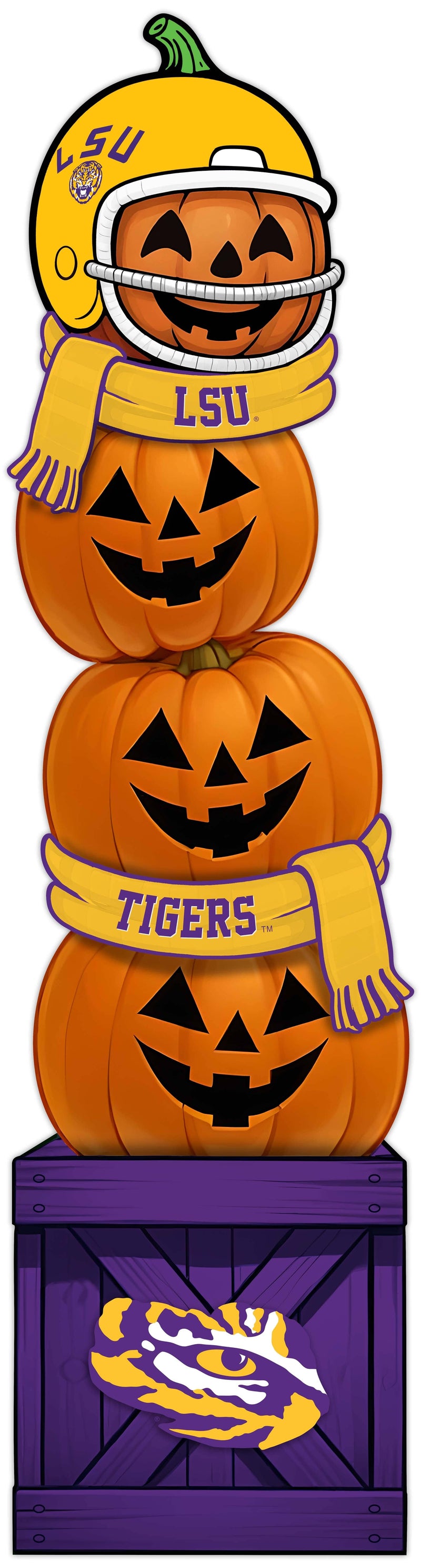Load image into Gallery viewer, Fan Creations 46 inch NCAA LSU Stacked Pumpkin Leaner - Scarf
