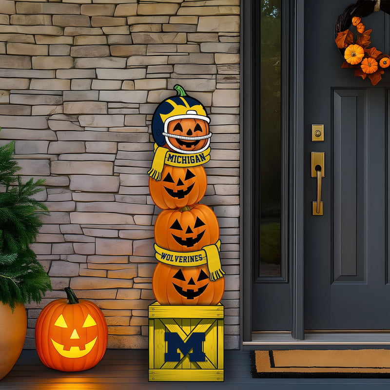 Load image into Gallery viewer, Fan Creations 46 inch NCAA University of Michigan Stacked Pumpkin Leaner - Scarf
