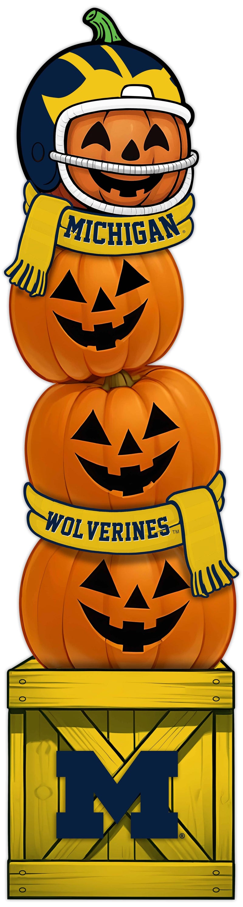 Load image into Gallery viewer, Fan Creations 46 inch NCAA University of Michigan Stacked Pumpkin Leaner - Scarf
