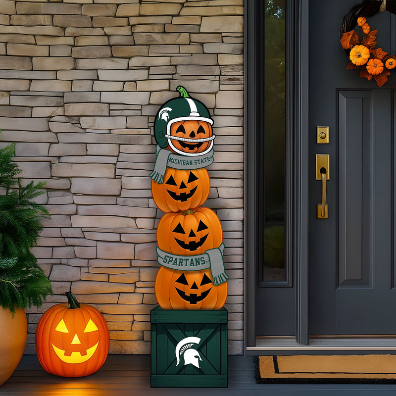 Load image into Gallery viewer, Fan Creations 46 inch NCAA Michigan State University Stacked Pumpkin Leaner - Scarf

