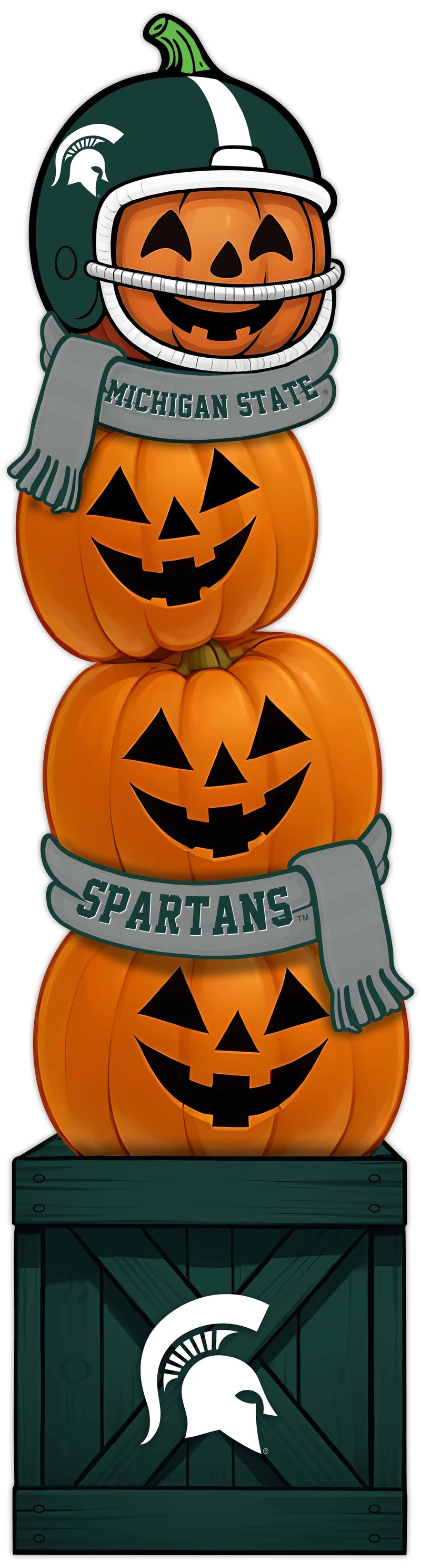 Load image into Gallery viewer, Fan Creations 46 inch NCAA Michigan State University Stacked Pumpkin Leaner - Scarf
