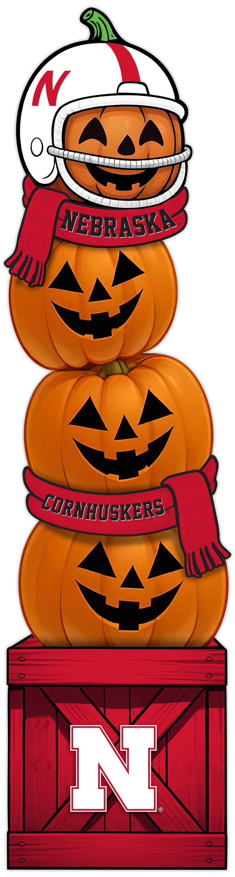 Load image into Gallery viewer, Fan Creations 46 inch NCAA University of Nebraska Stacked Pumpkin Leaner - Scarf
