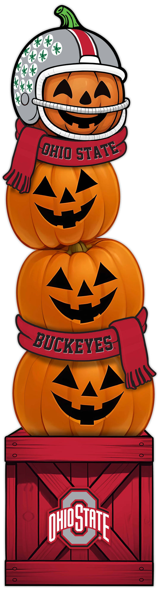 Fan Creations 46 inch NCAA Ohio State University Stacked Pumpkin Leaner - Scarf