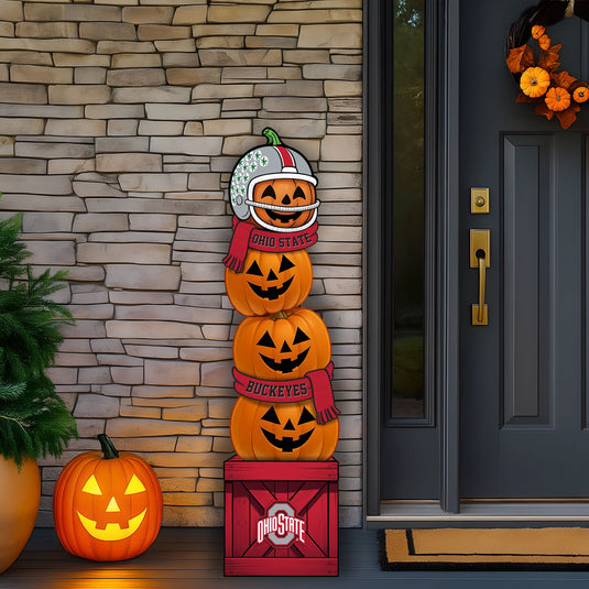 Fan Creations 46 inch NCAA Ohio State University Stacked Pumpkin Leaner - Scarf