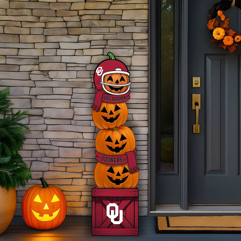 Load image into Gallery viewer, Fan Creations 46 inch NCAA University of Oklahoma Stacked Pumpkin Leaner - Scarf
