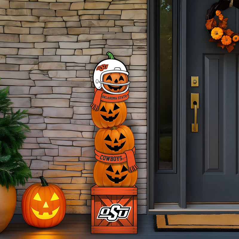 Load image into Gallery viewer, Fan Creations 46 inch NCAA Oklahoma State University Stacked Pumpkin Leaner - Scarf
