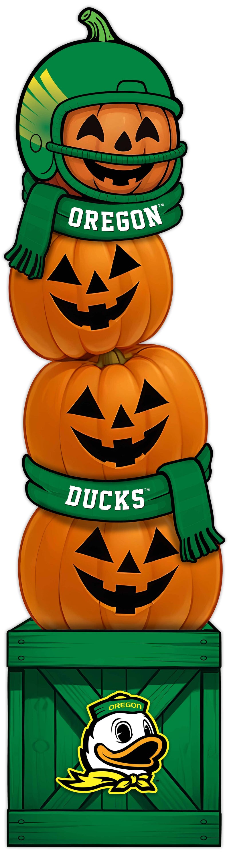 Load image into Gallery viewer, Fan Creations 46 inch NCAA University of Oregon Stacked Pumpkin Leaner - Scarf
