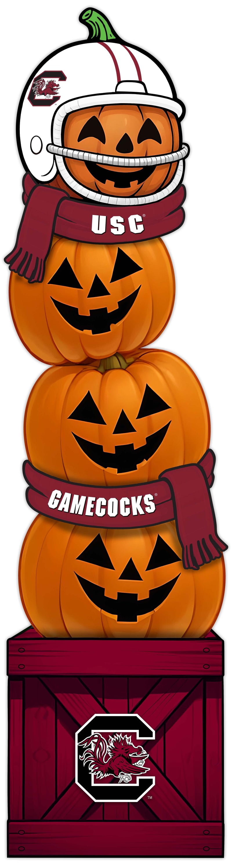 Load image into Gallery viewer, Fan Creations 46 inch NCAA University of South Carolina Stacked Pumpkin Leaner - Scarf
