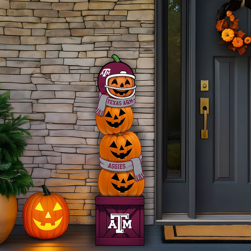 Load image into Gallery viewer, Fan Creations 46 inch NCAA Texas A&amp;M University Stacked Pumpkin Leaner - Scarf
