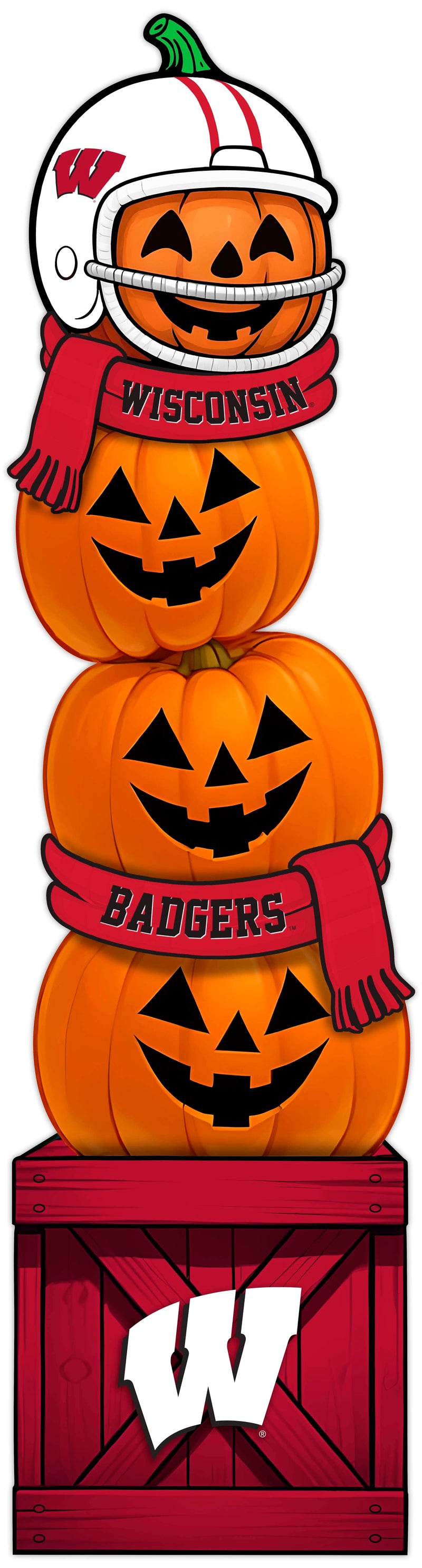 Load image into Gallery viewer, Fan Creations 46 inch NCAA University of Wisconsin Stacked Pumpkin Leaner - Scarf
