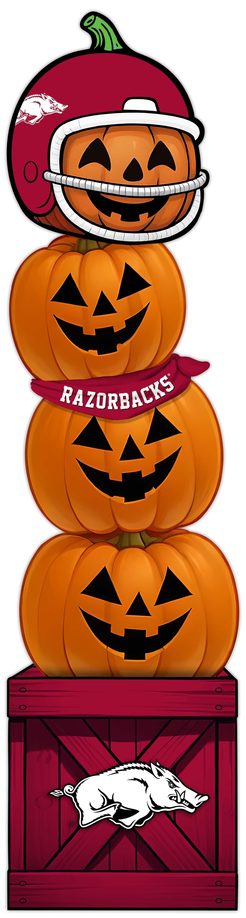 Load image into Gallery viewer, Fan Creations 46 inch NCAA University of Arkansas Stacked Pumpkin Bandana - Scarf
