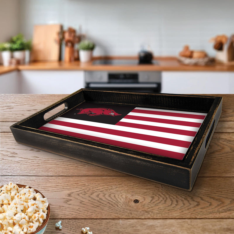 Load image into Gallery viewer, Fan Creations Brightline NCAA University of Arkansas Flag Serving Tray
