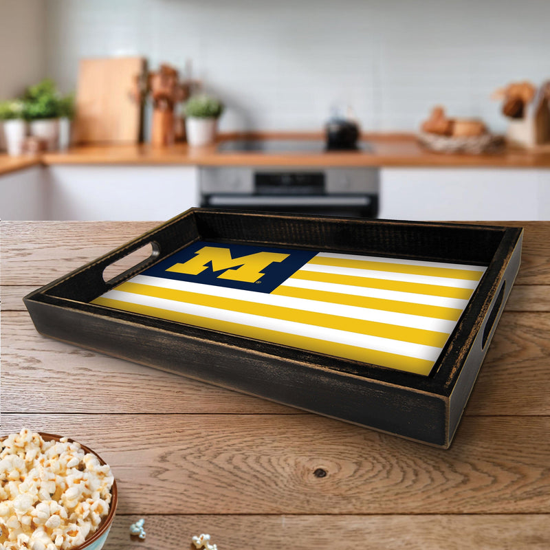 Load image into Gallery viewer, Fan Creations Brightline NCAA University of Michigan Flag Serving Tray
