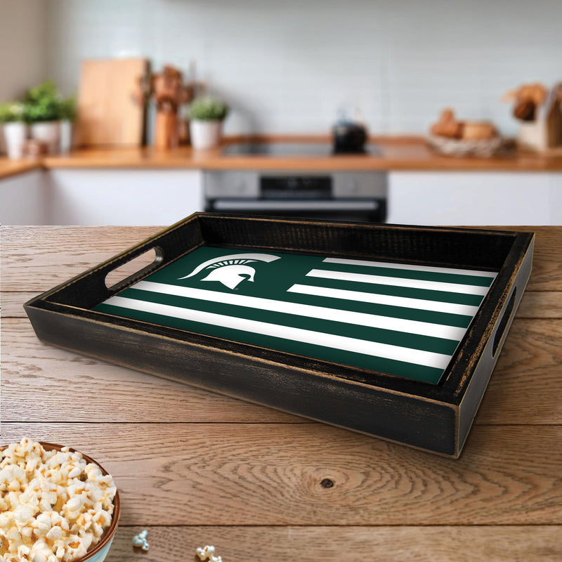 Load image into Gallery viewer, Fan Creations Brightline NCAA Michigan State University Flag Serving Tray
