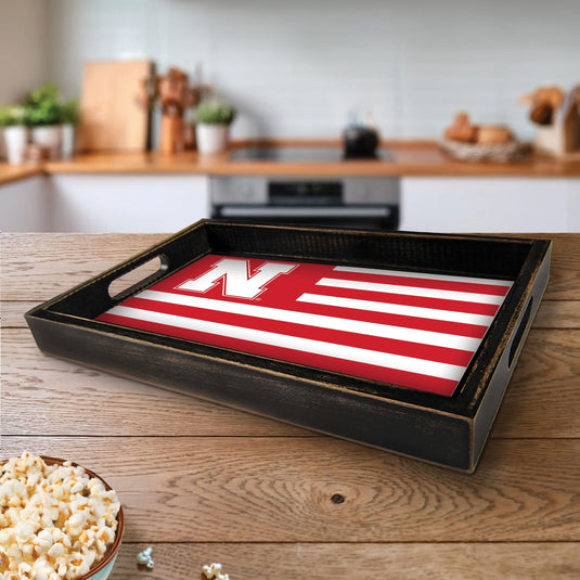Fan Creations Brightline NCAA University of Nebraska Flag Serving Tray