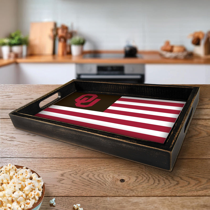 Load image into Gallery viewer, Fan Creations Brightline NCAA University of Oklahoma Flag Serving Tray
