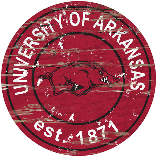 Fan Creations 24" Wall Art Arkansas Distressed 24" Round Sign